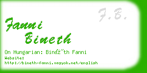 fanni bineth business card